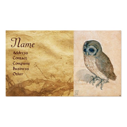 THE OWL Monogram Business Card Templates (front side)