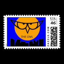 THE OWL night logo postage stamp