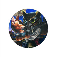 The Owl & the Pussycat Round Wall Clocks
