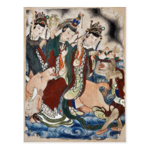 The Ox Figure of the Chinese Zodiac Wall Painting Postcard