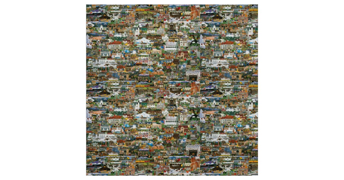 The Pacific Northwest Collage Fabric Zazzle
