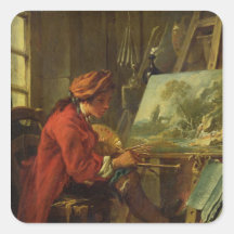 The Painter in his Studio Square Stickers