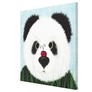 The Panda Bear And His Visitor Stretched Canvas Prints