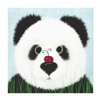 The Panda Bear And His Visitor Stretched Canvas Prints