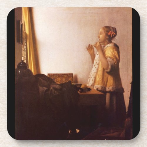 The Pearl Necklace by Johannes Vermeer Coasters
