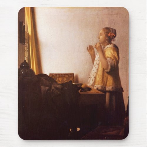 The Pearl Necklace by Johannes Vermeer Mouse Pad