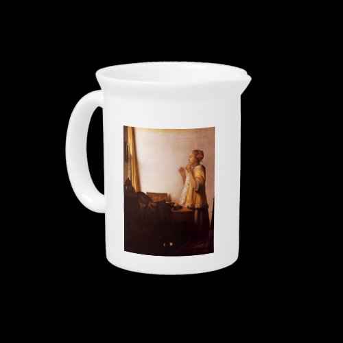 The Pearl Necklace by Johannes Vermeer Drink Pitcher