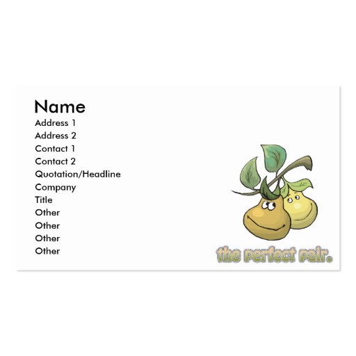 the perfect pair pears business card templates