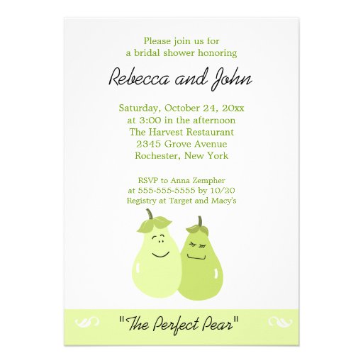 The Perfect Pear 5x7 Bridal Shower Invitation