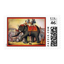 The Performing Elephant  ~ Vintage Circus Stamps