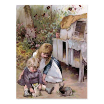 "The Pet Rabbit" Vintage Postcards
