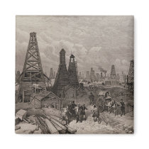 The Petroleum Oil Wells at Baku on the Caspian Refrigerator Magnets