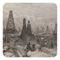 The Petroleum Oil Wells at Baku on the Caspian Square Sticker