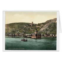 The Pfalz on the Rhine, Coub (i.e., Kaub), the Rhi Greeting Card