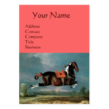 The Piebald Horse "Cehero' Rearing Monogram ,pink Business Card