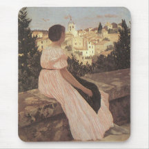 The Pink Dress, Frederick Bazille Mousepad