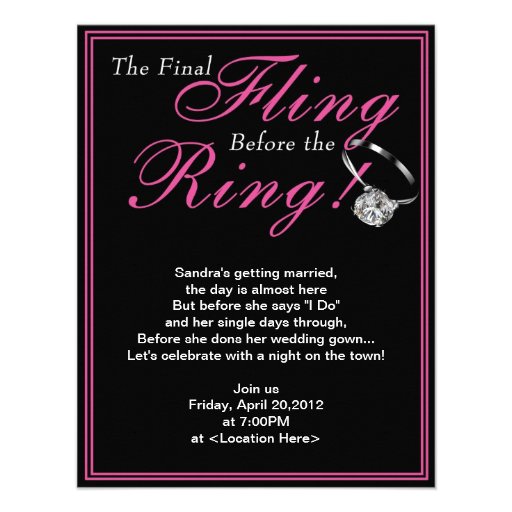 The Pink Final Fling Bachelorette Party Invitation