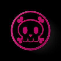 The Pink Twin of Skullbert buttons