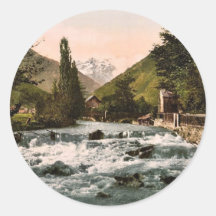 The Pique Waterfall, Luchon, Pyrenees, France clas Round Stickers