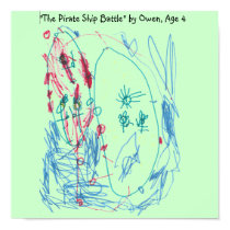 "The Pirate Ship Battle" by Owen, Age 4 posters