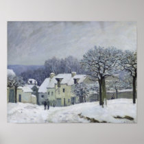 The Place du Chenil at Marly-le-Roi, Snow, 1876 Posters