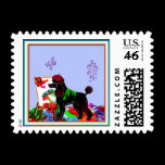 "The Poodle Artist"  Dog Art Stamp by M.Light stamps