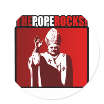 The Pope Rocks! Round Stickers