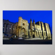 The Pope's Palace in Avignon at sunset. Built 2