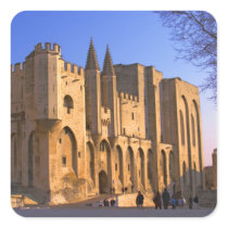The Pope's Palace in Avignon with people Square Stickers