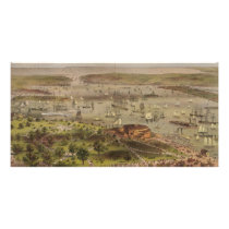 The Port of New York Bird's Eye View in 1872 Photo Cards