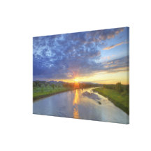 The Powder River catches last light in Custer Stretched Canvas Print