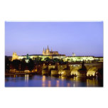 The Prague Castle and the Charles Bridge at Dusk Photograph