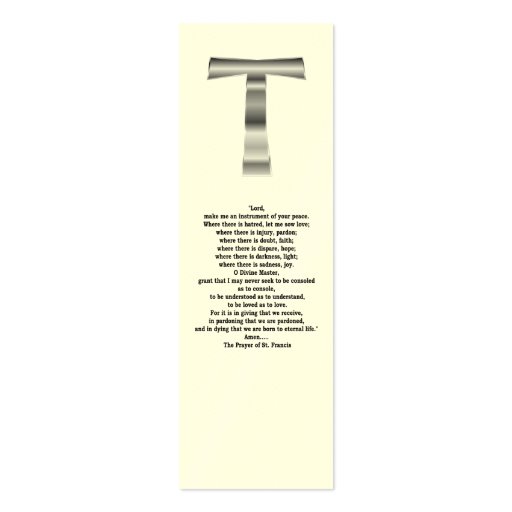 The Prayer of St. Francis - Bookmark Business Card Template