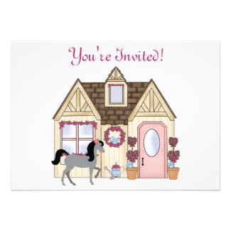 The Pretty Ponies House Horse Birthday Invitation
