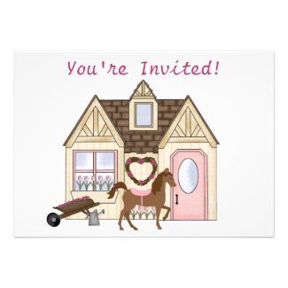 The Pretty Ponies House Horse Birthday Invitation