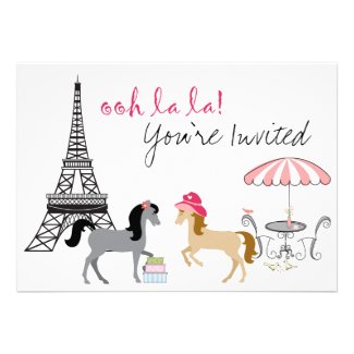 The Pretty Ponies Paris Horse Birthday Invitation