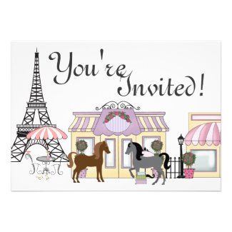 The Pretty Ponies Paris Horse Birthday Invitation
