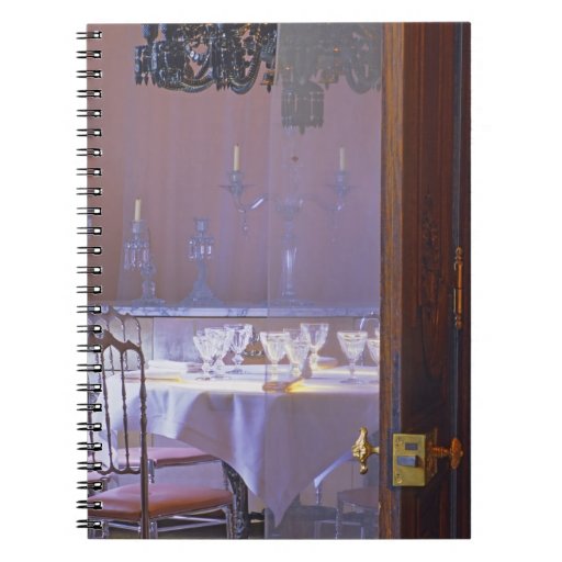 The private dining room with the black crystal note books