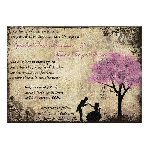 The Proposal Vintage Wedding Invitation Pink