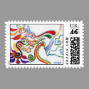 the psychedelic blue meanie stamp