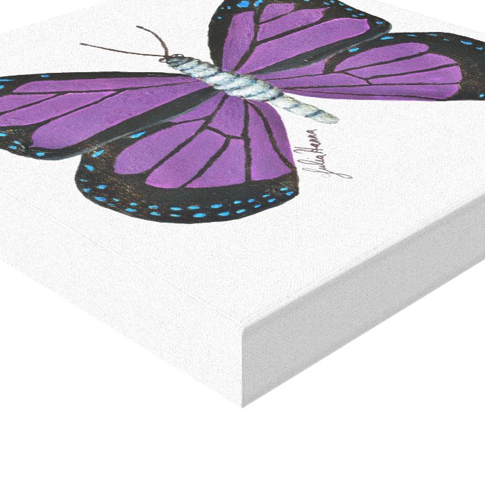 The Purple Blue And Black Butterfly By Julia Hanna Canvas Print