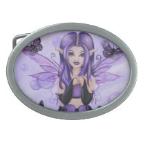 "The Purple Fairy" cute fantasy art BELT BUCKLE belt buckles