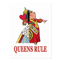 THE QUEEN OF HEARTS DECLARES QUEENS RULE POST CARDS