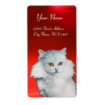 THE QUEEN OF WHITE CATS ,red ruby Custom Shipping Label