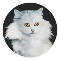 THE QUEEN OF WHITE CATS ROUND STICKER