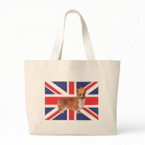 The Queen's Corgi with Crown and Union Jack Tote Bag