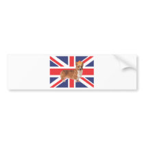 The Queen's Corgi with Crown and Union Jack Bumper Sticker