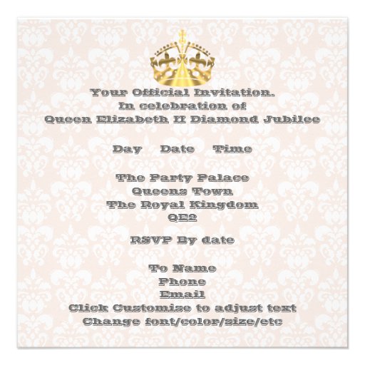 The Queens Diamond Jubilee Custom Invites