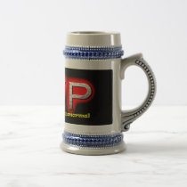 The QVP logo stein mugs
