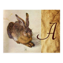 THE RABBIT ( Young Hare ) Monogram Post Card